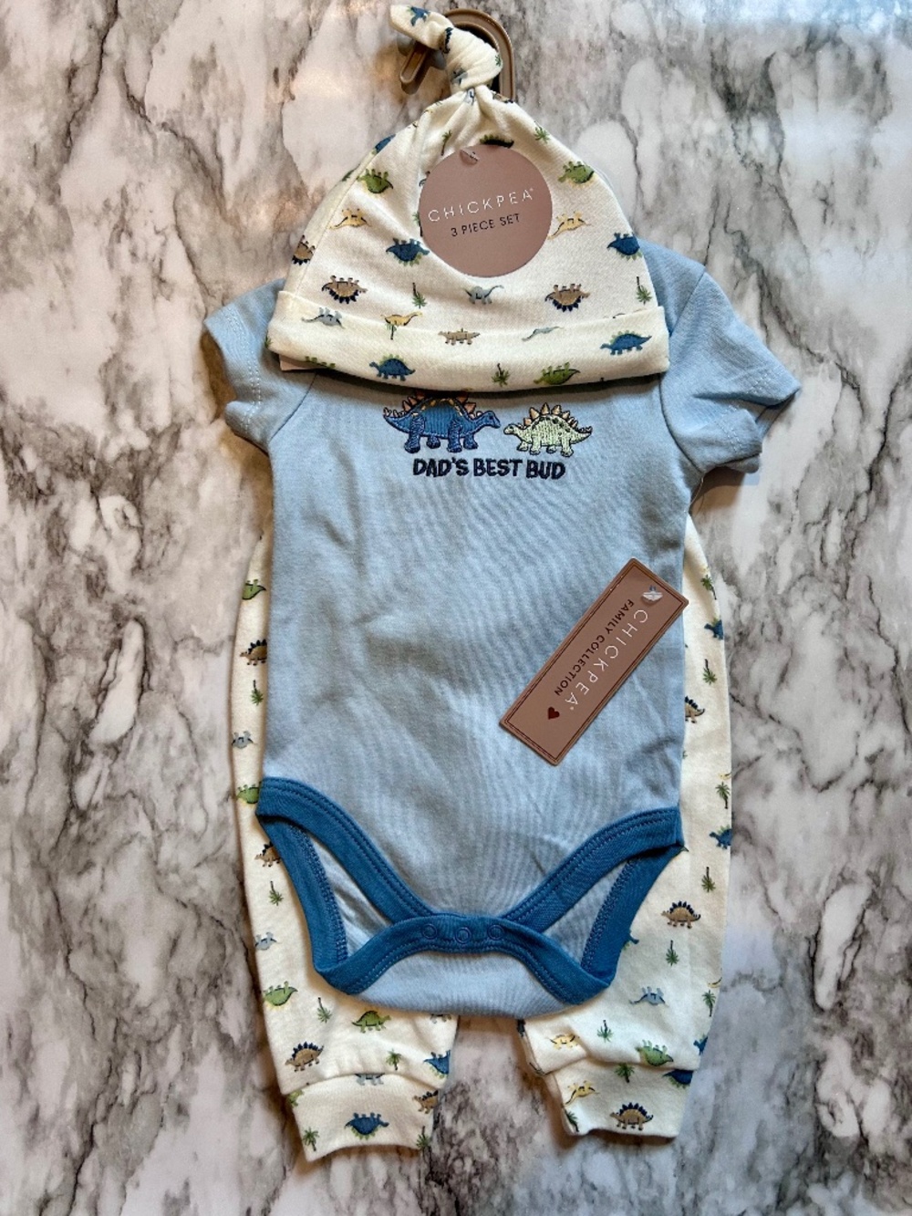 NWT Chick Pea 3 piece set Dad’s Best Bud onesie pants and hat